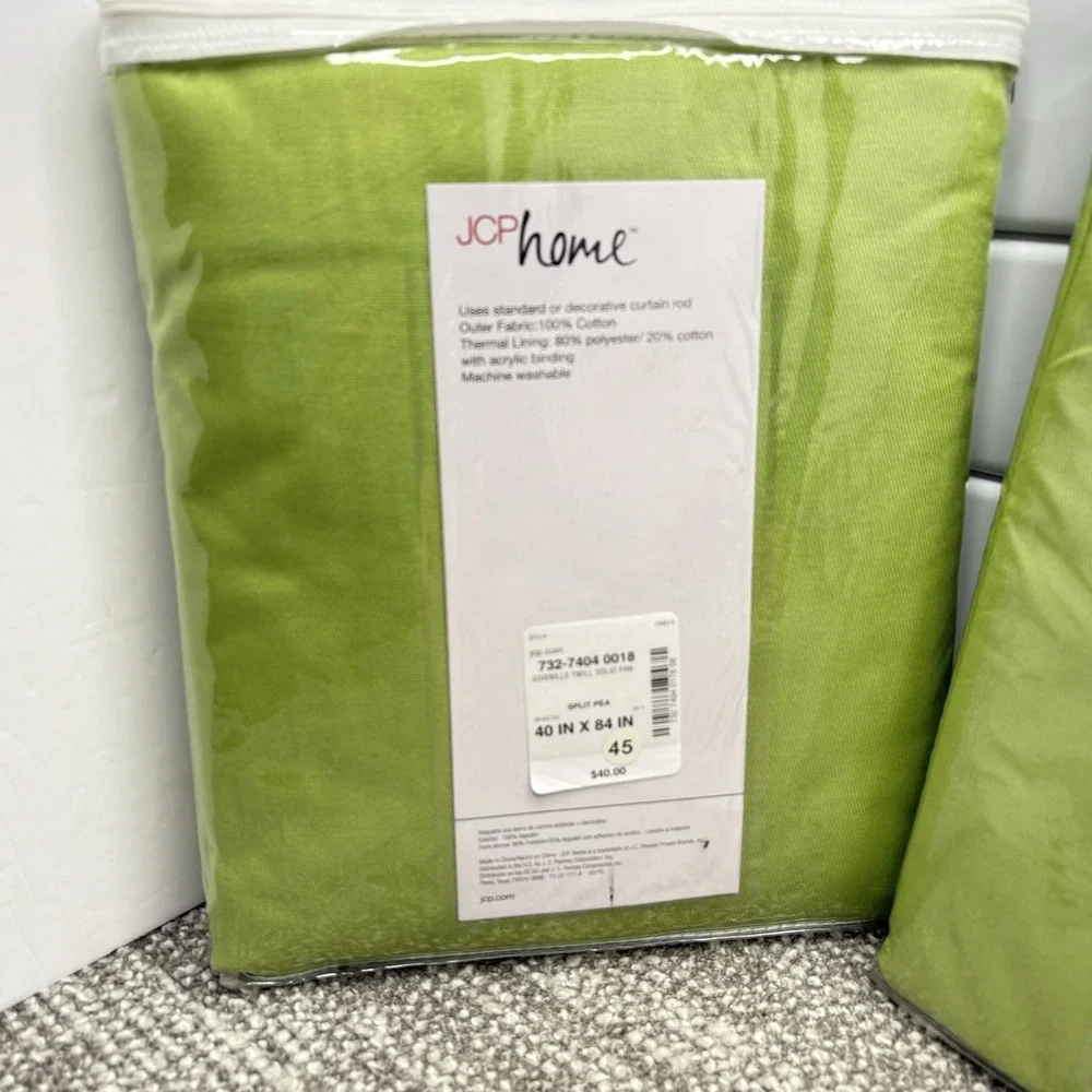 JC Penney Grommet Curtains Set Of 2 Panels‎ New Split Pea Color 40 X 84 NOS VTG
